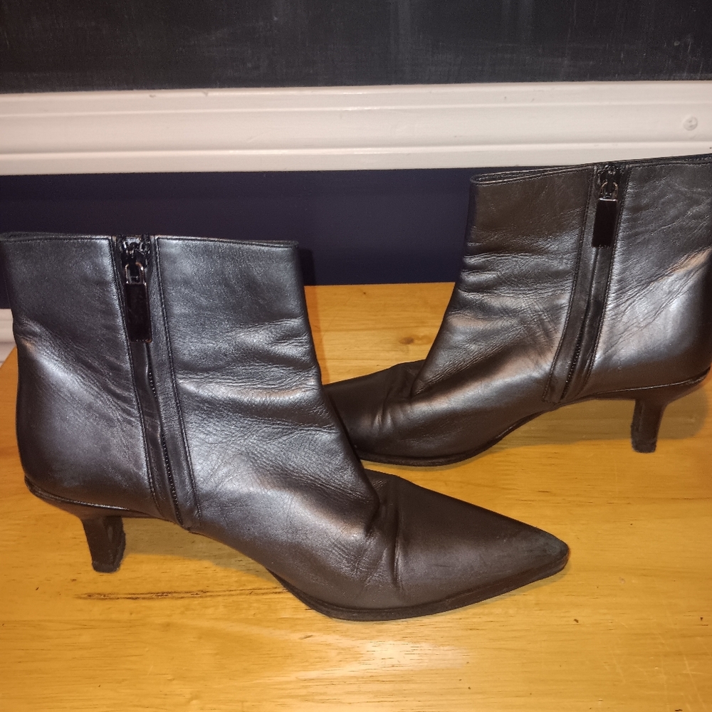 Gucci GG Leather Zip Heeled Ankle Boots Size 35 1/2 - Picture 3 of 7